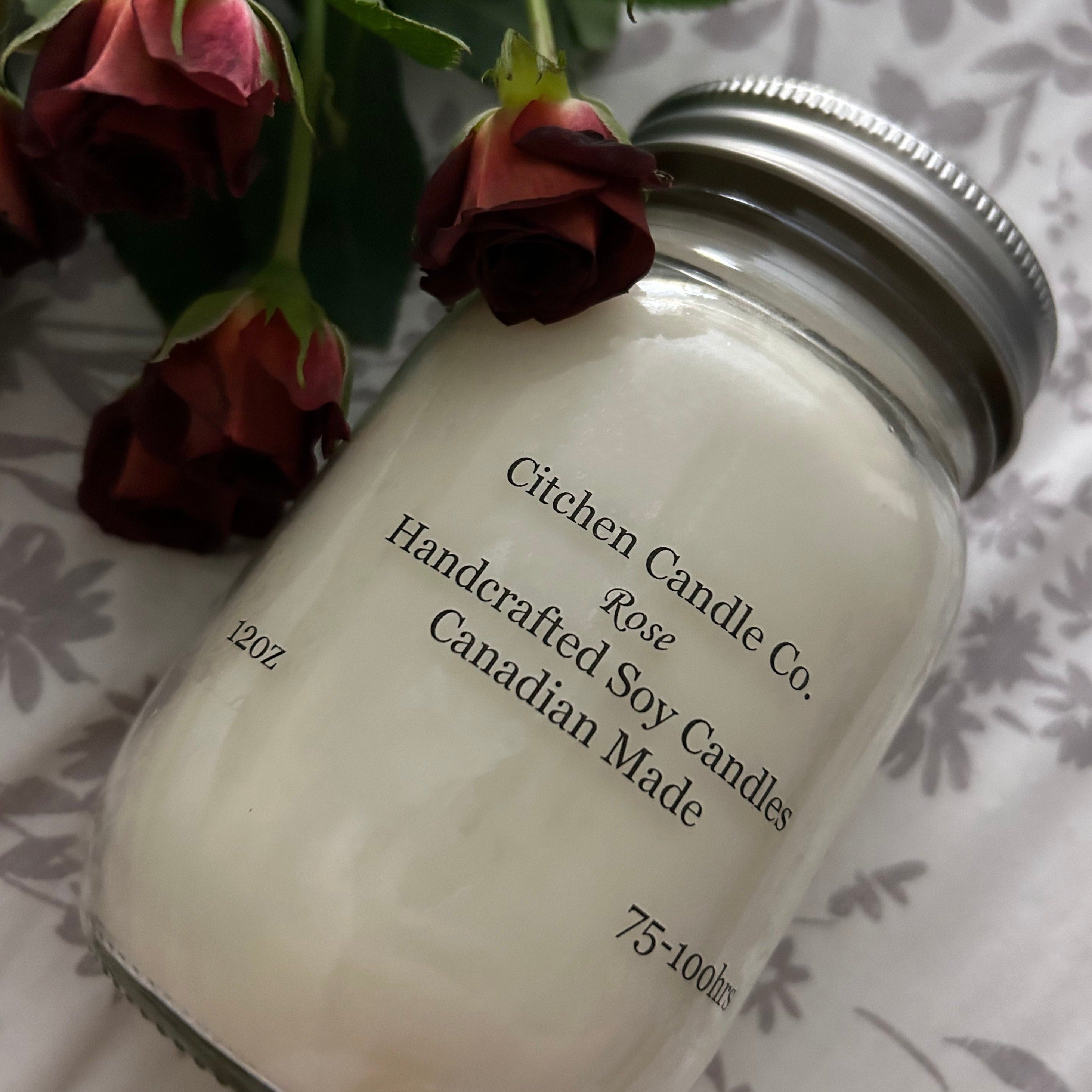 12oz Rose Scented Soy Candle