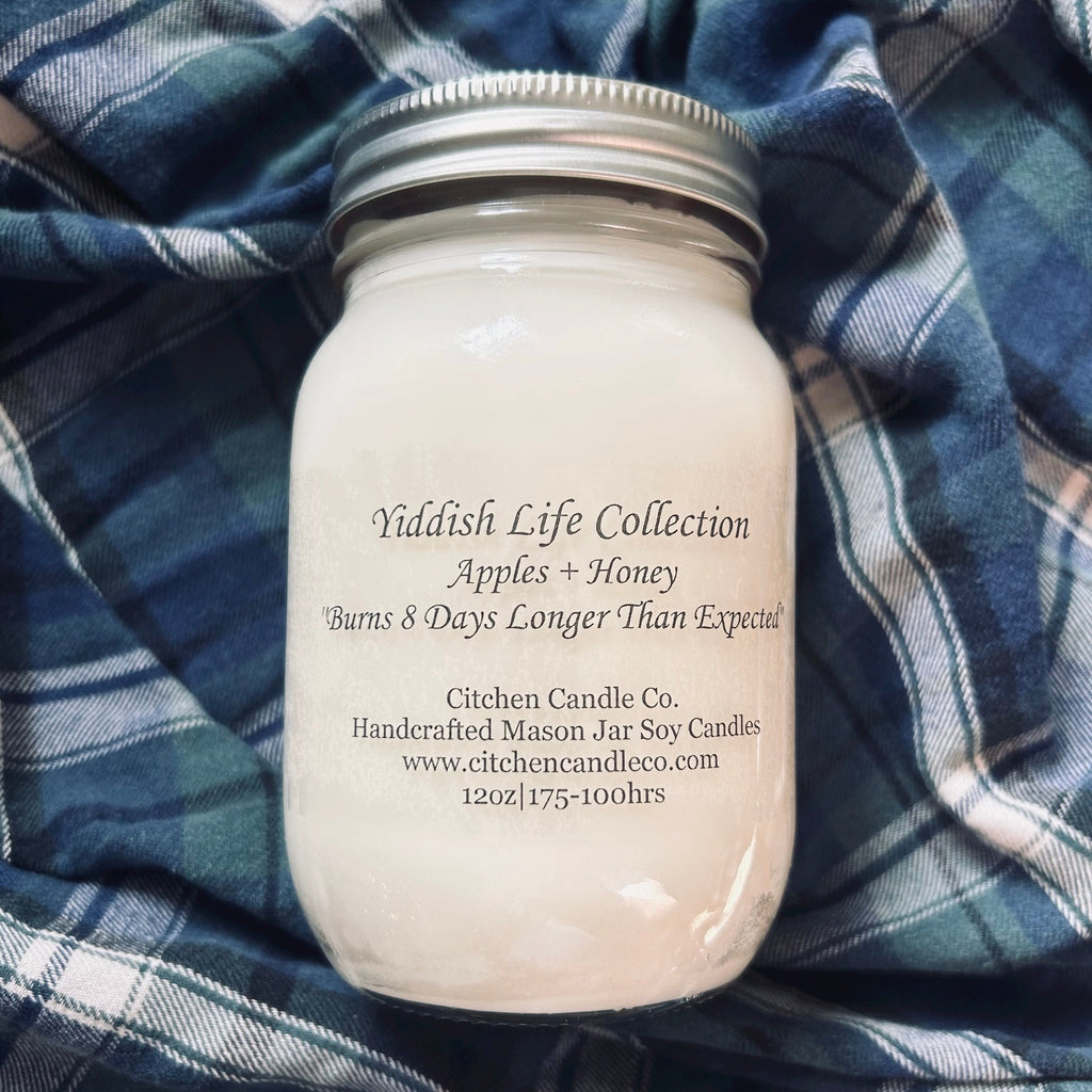 12oz Apple + Honey Scented Soy Candle | The Yiddish Life Collection